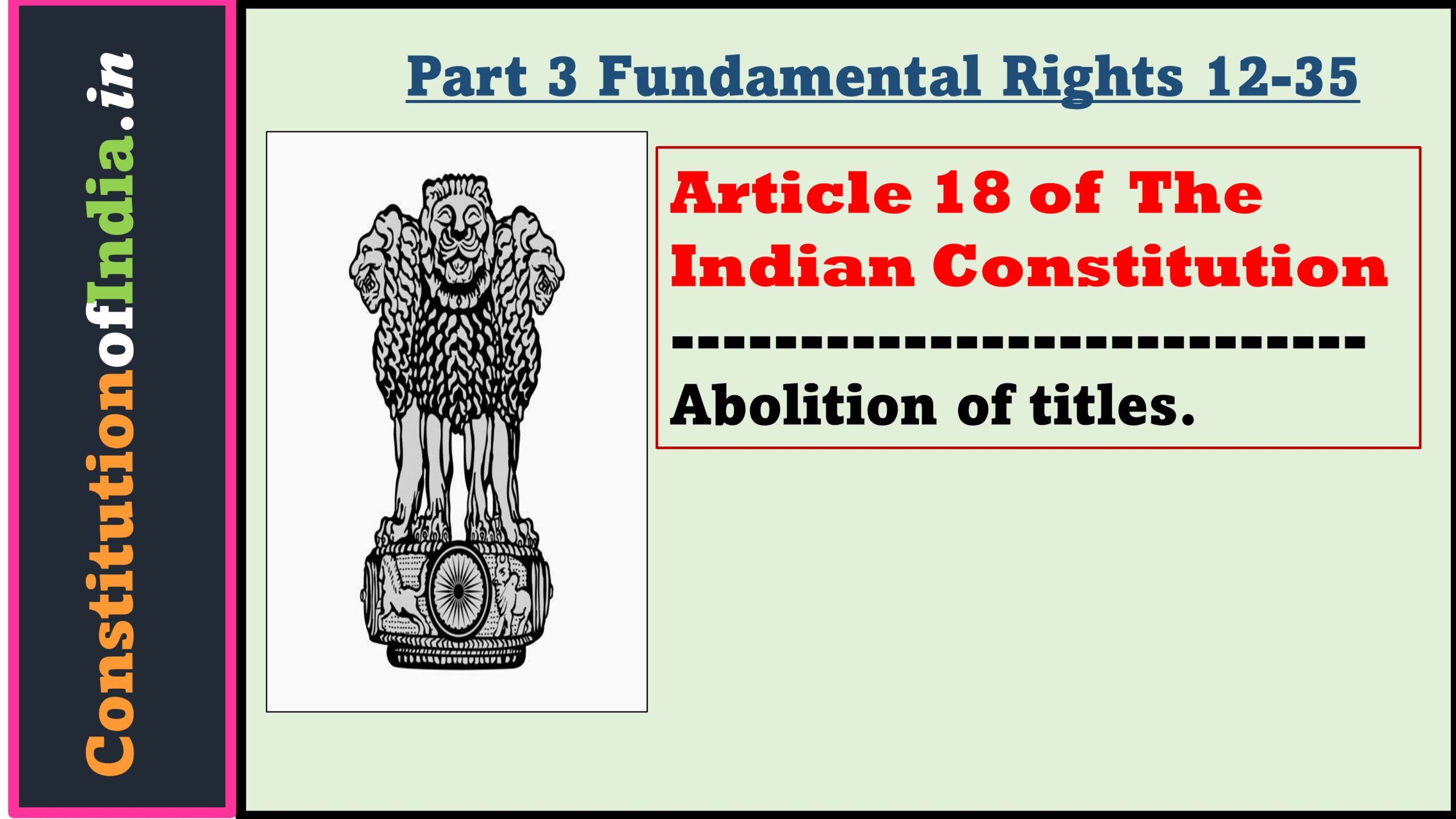 Article 18 of Indian Constitution Abolition of titles