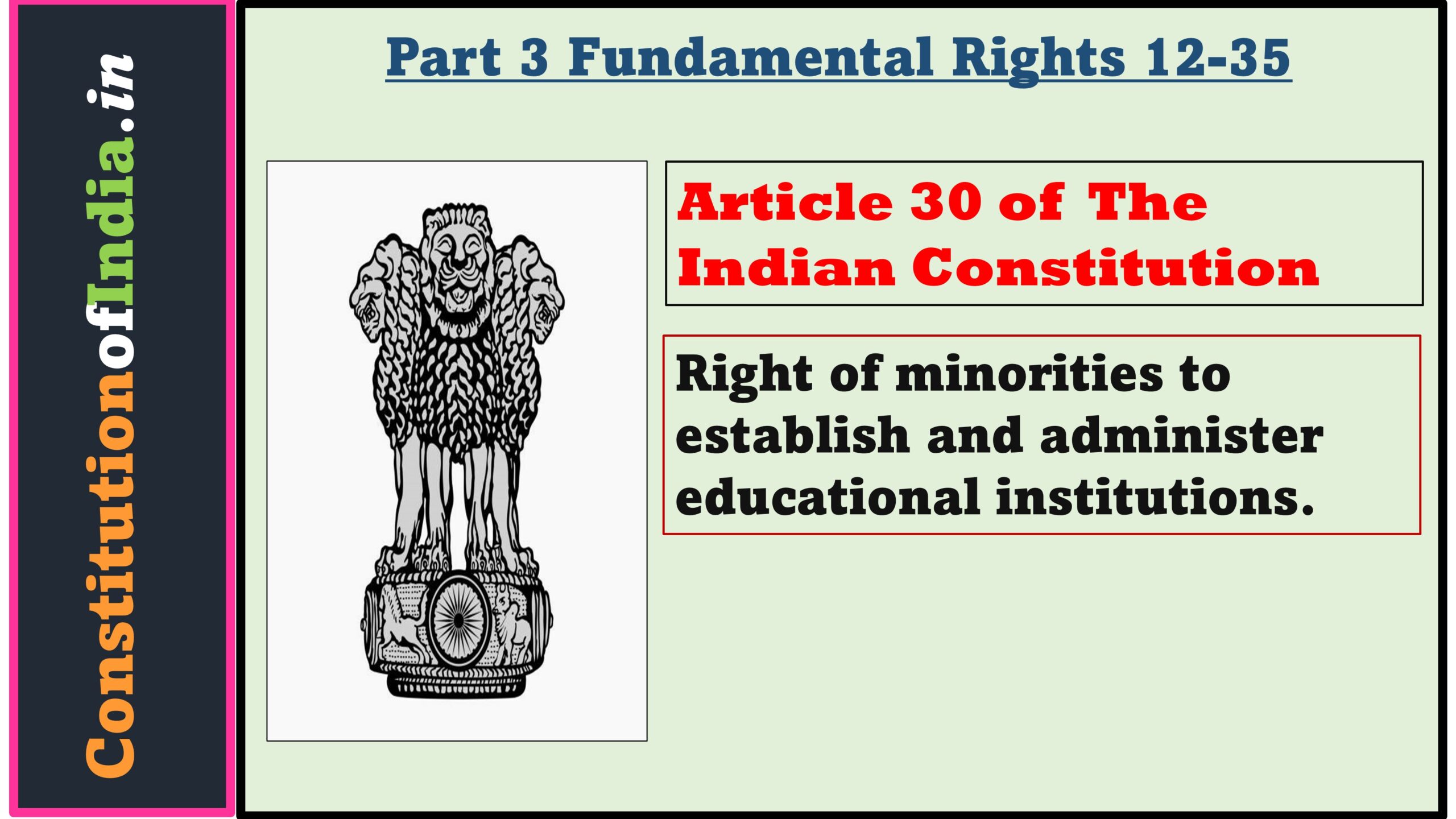 Article 30 of Indian Constitution: Right of minorities to establish and administer educational institutions.