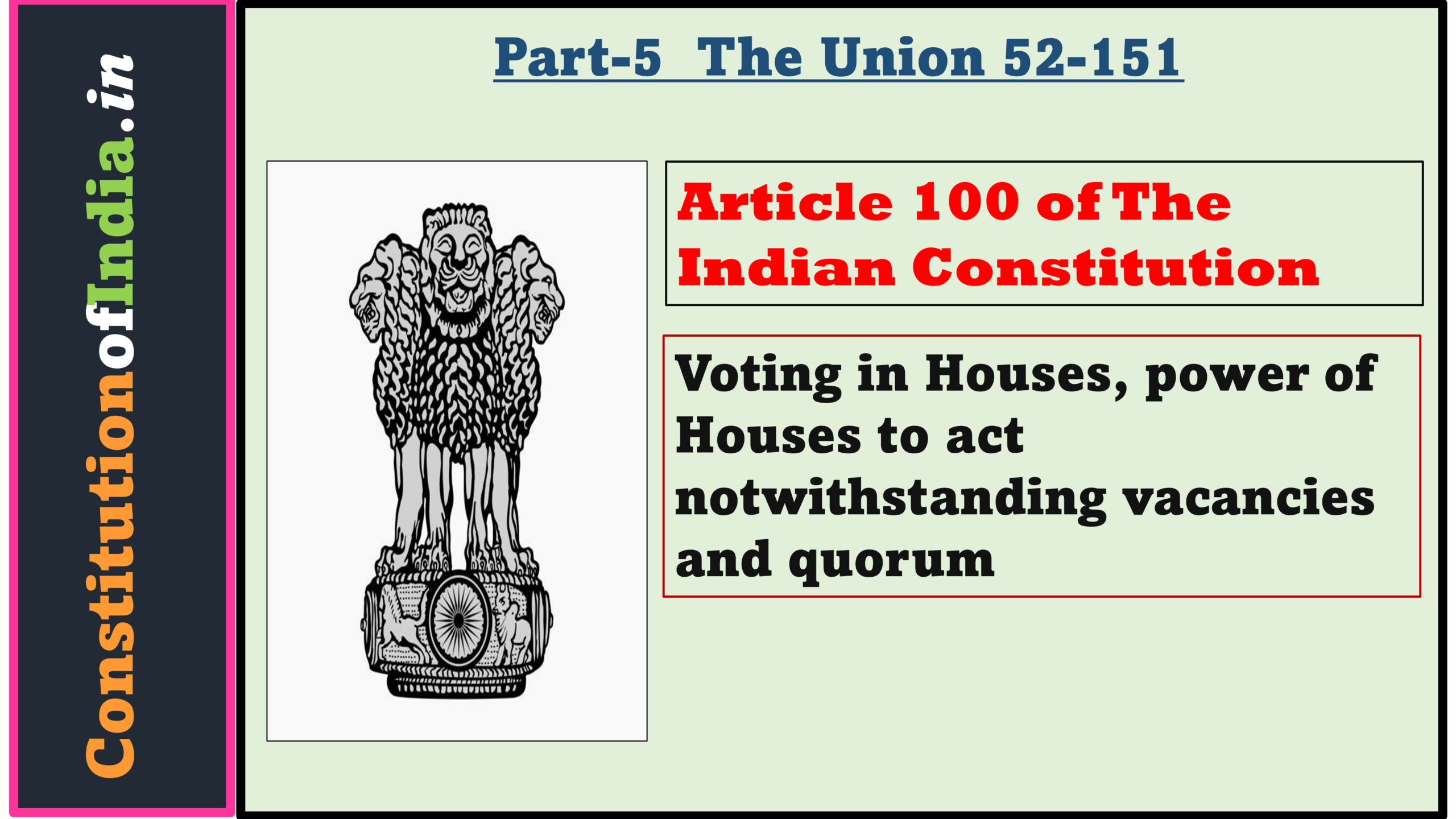 Article 100 of The Indian Constitution