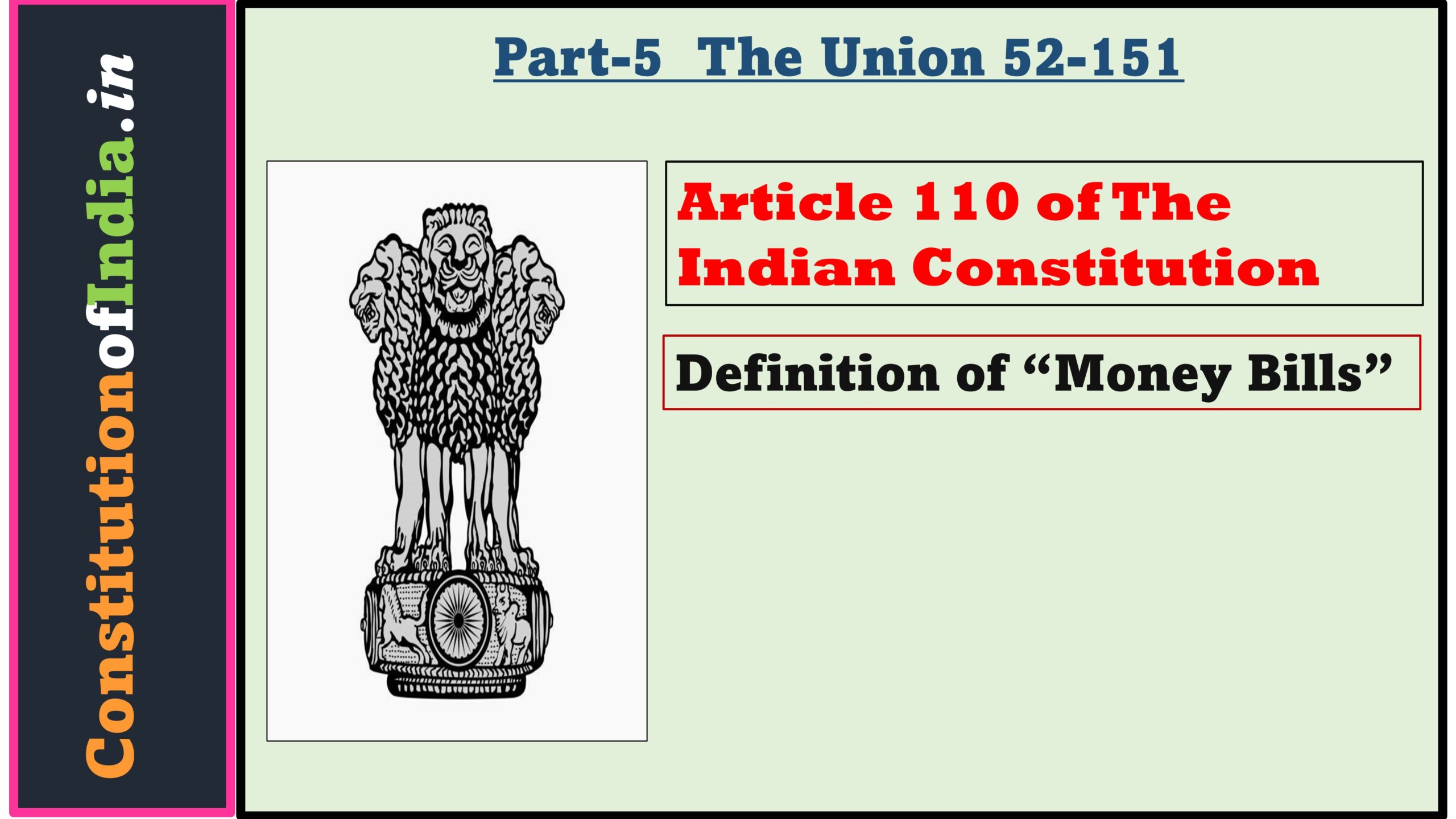 Article 110 of The Indian Constitution
