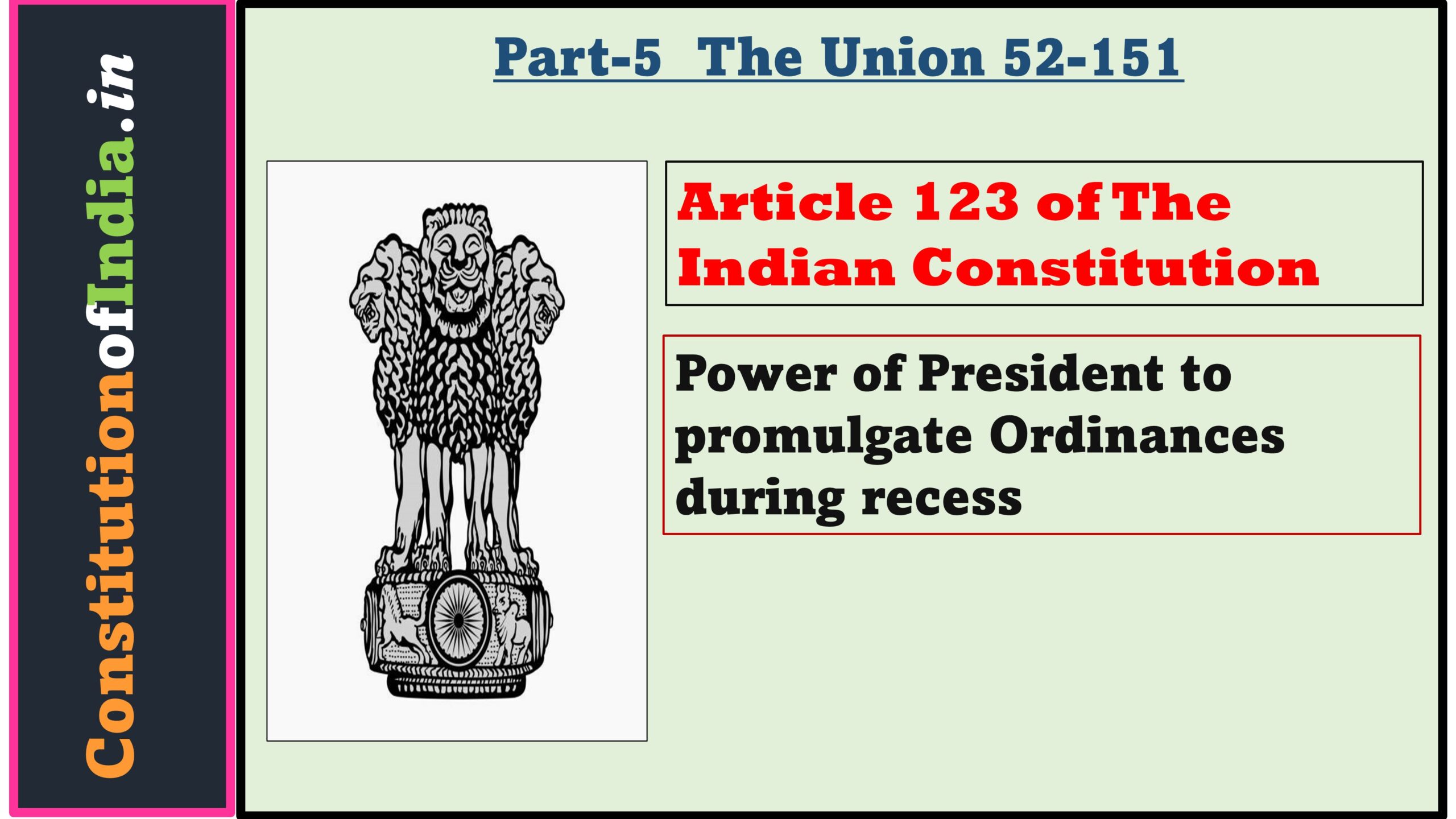 Article 123 of The Indian Constitution