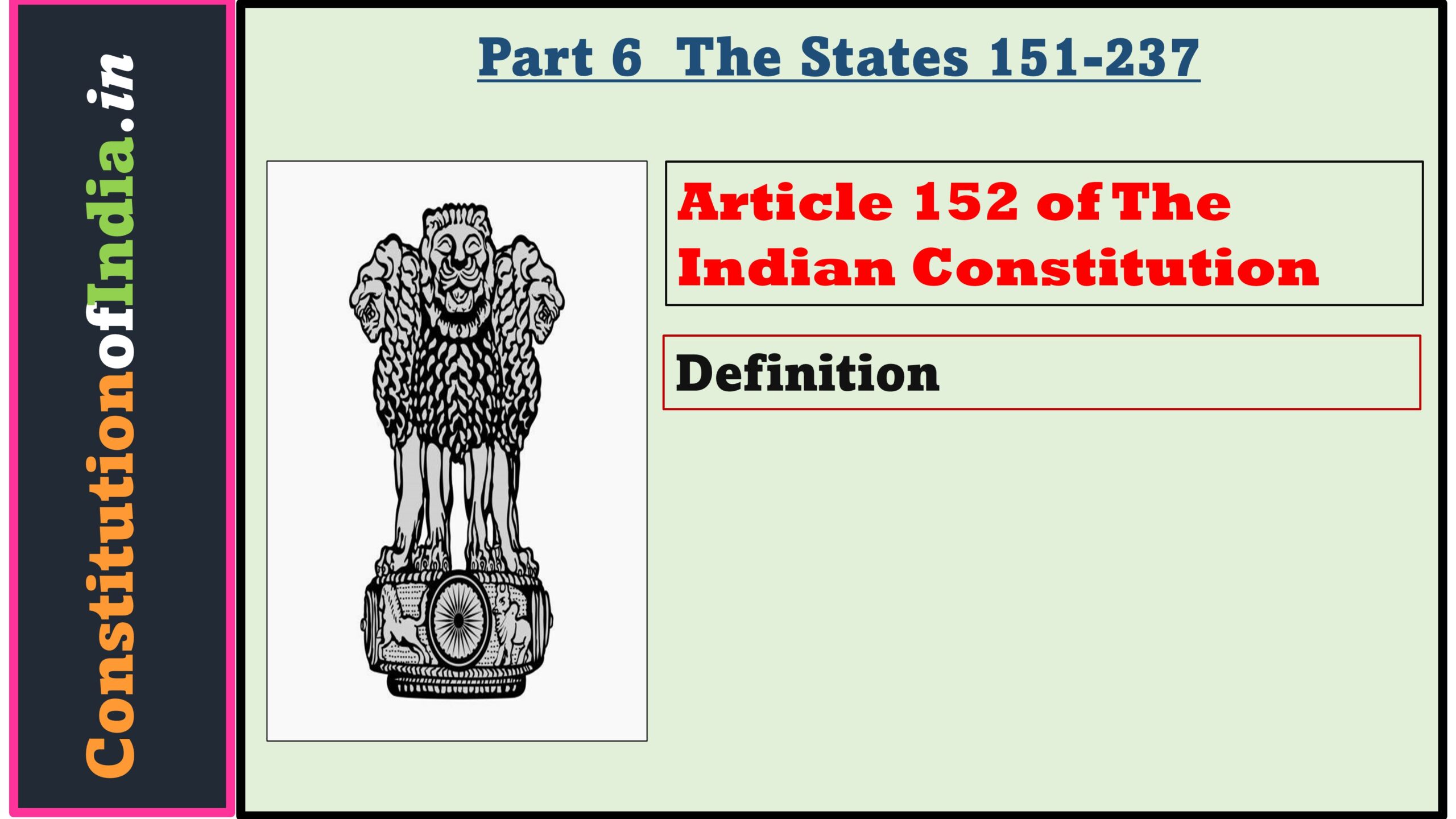 Article 152 of The Indian Constitution