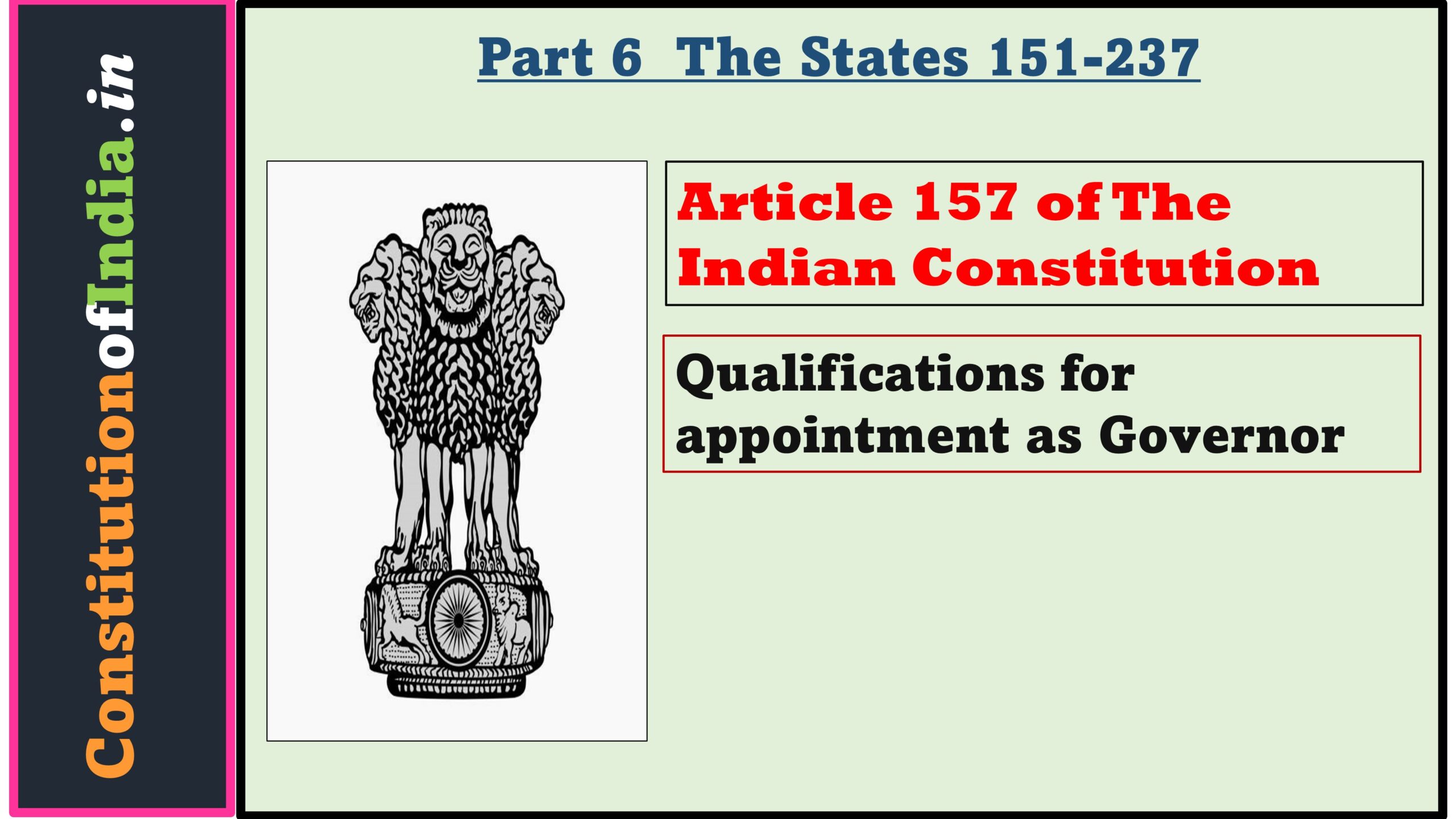 Article 157 of The Indian Constitution
