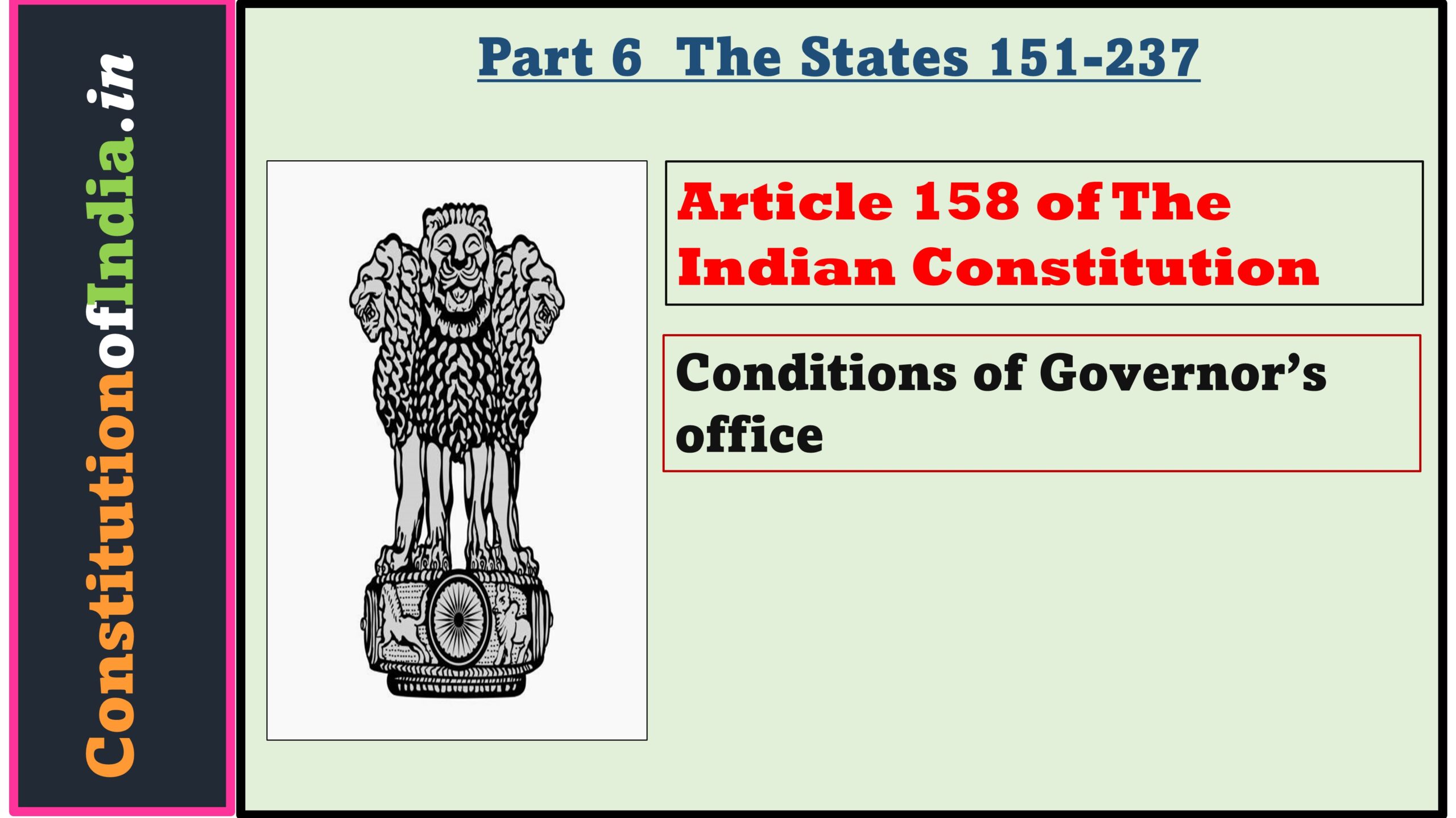 Article 158 of The Indian Constitution