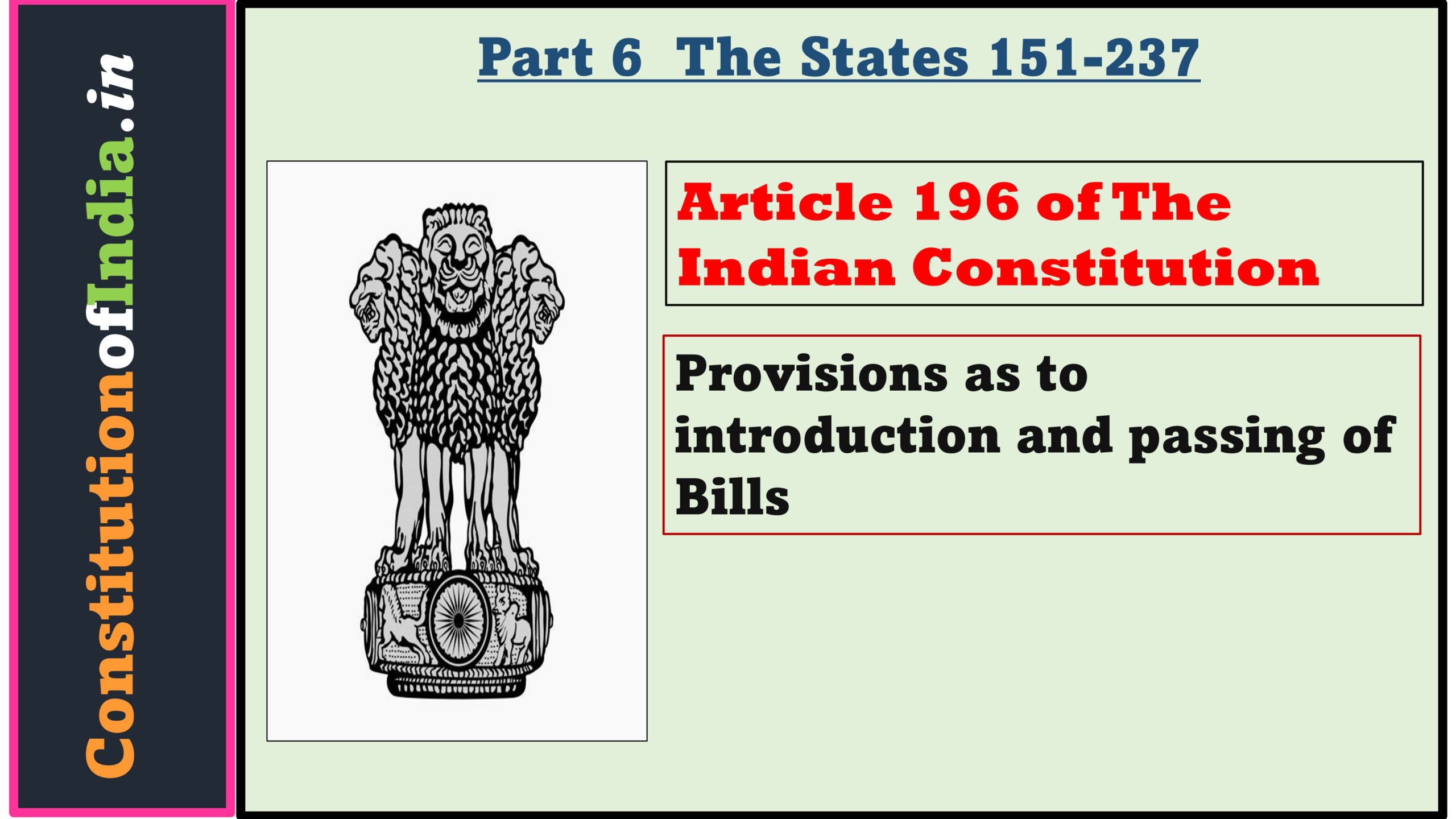 Article 196 of The Indian Constitution