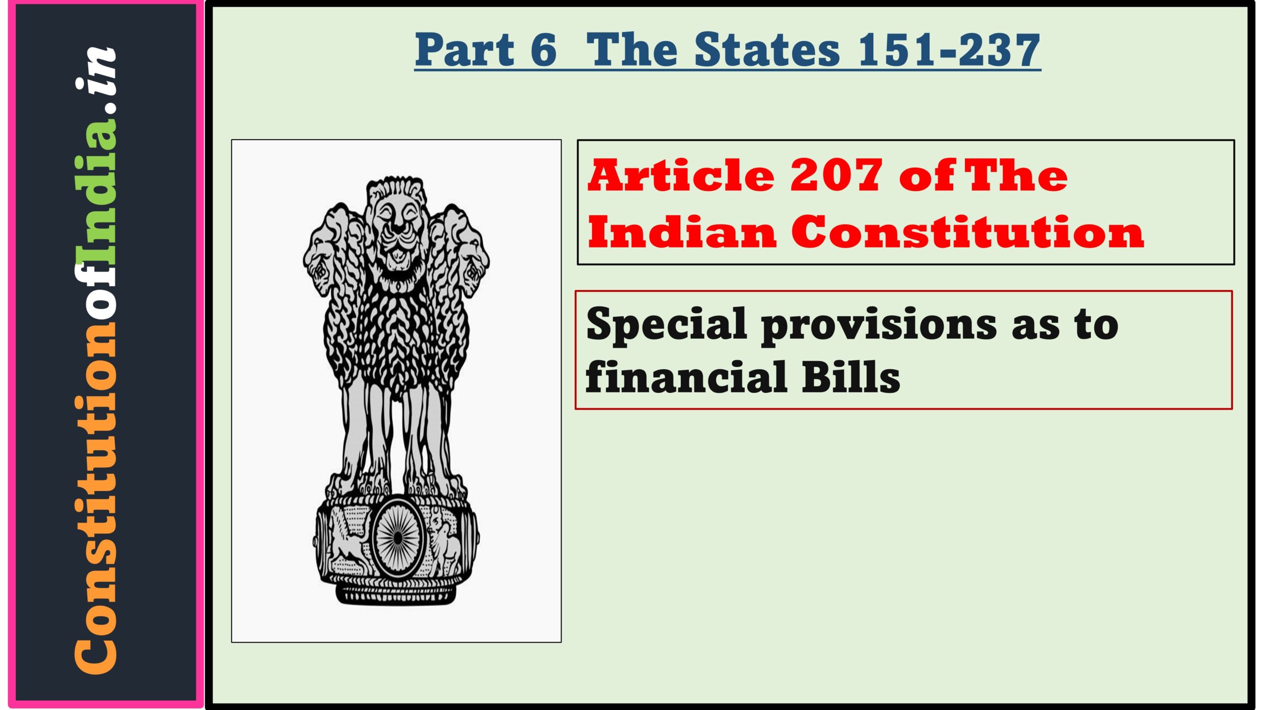 Article 207 of The Indian Constitution
