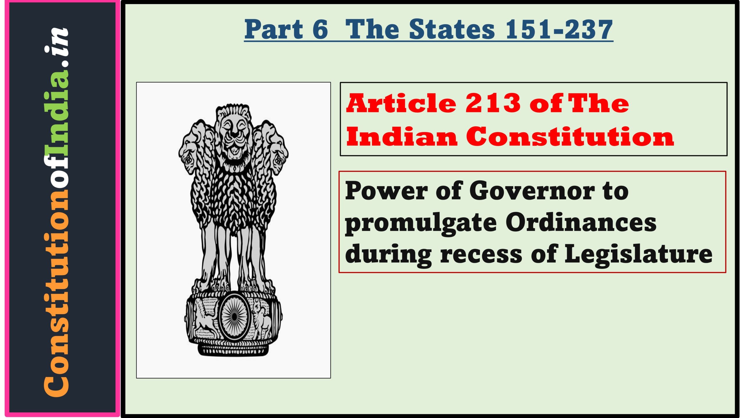 Article 213 of The Indian Constitution