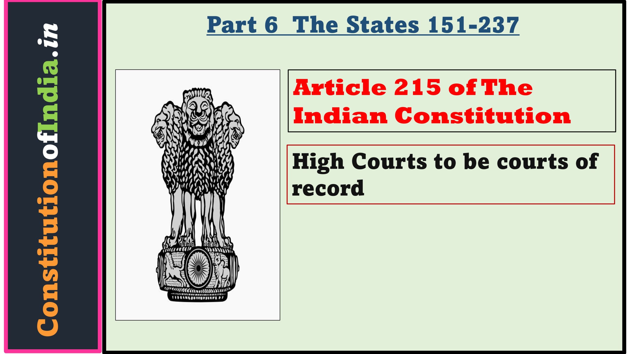 Article 215 of The Indian Constitution