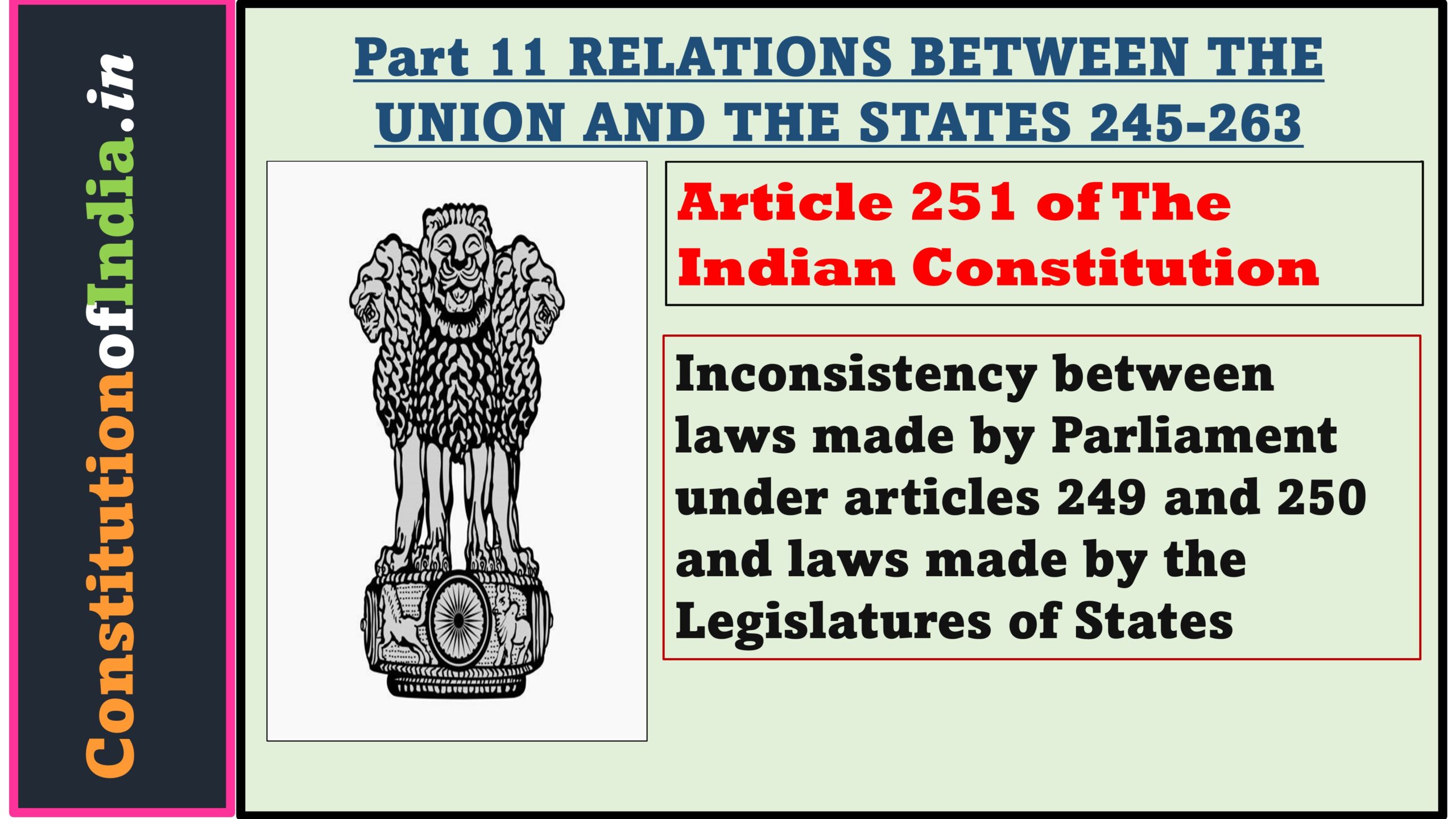 Article 251 of The Indian Constitution