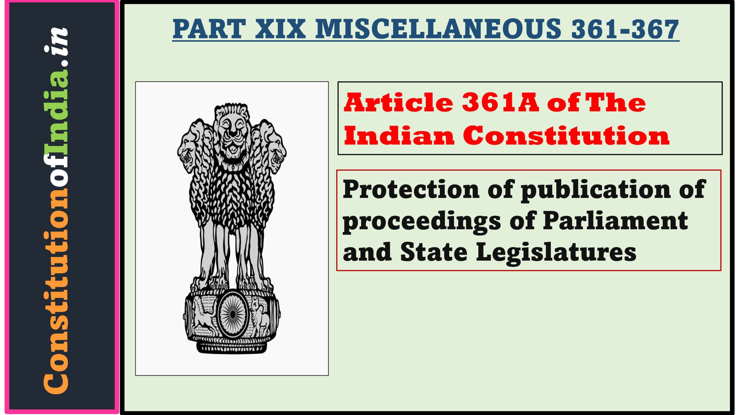 Article 361A of The Indian Constitution