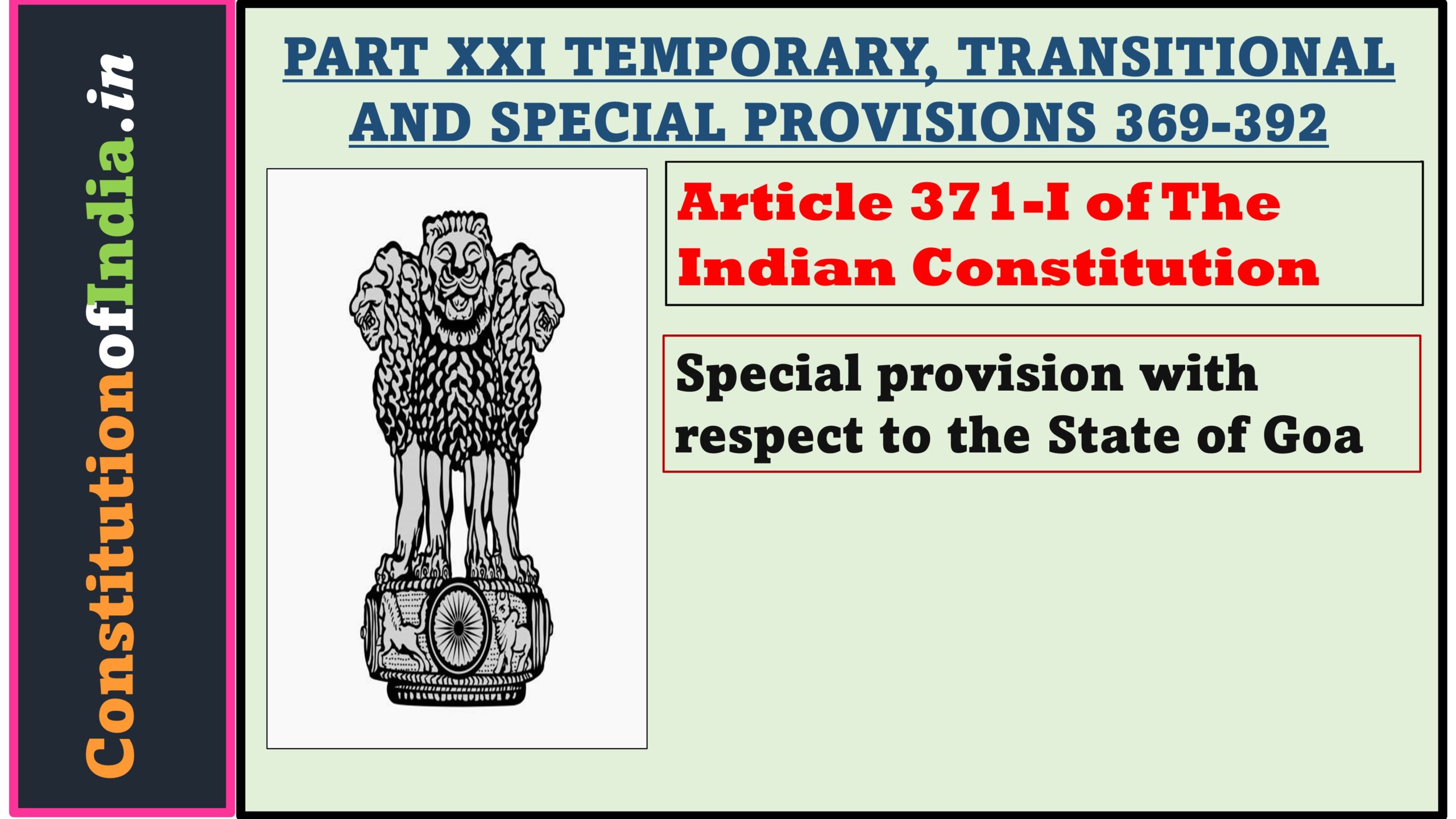 Article 371 I of The Indian Constitution