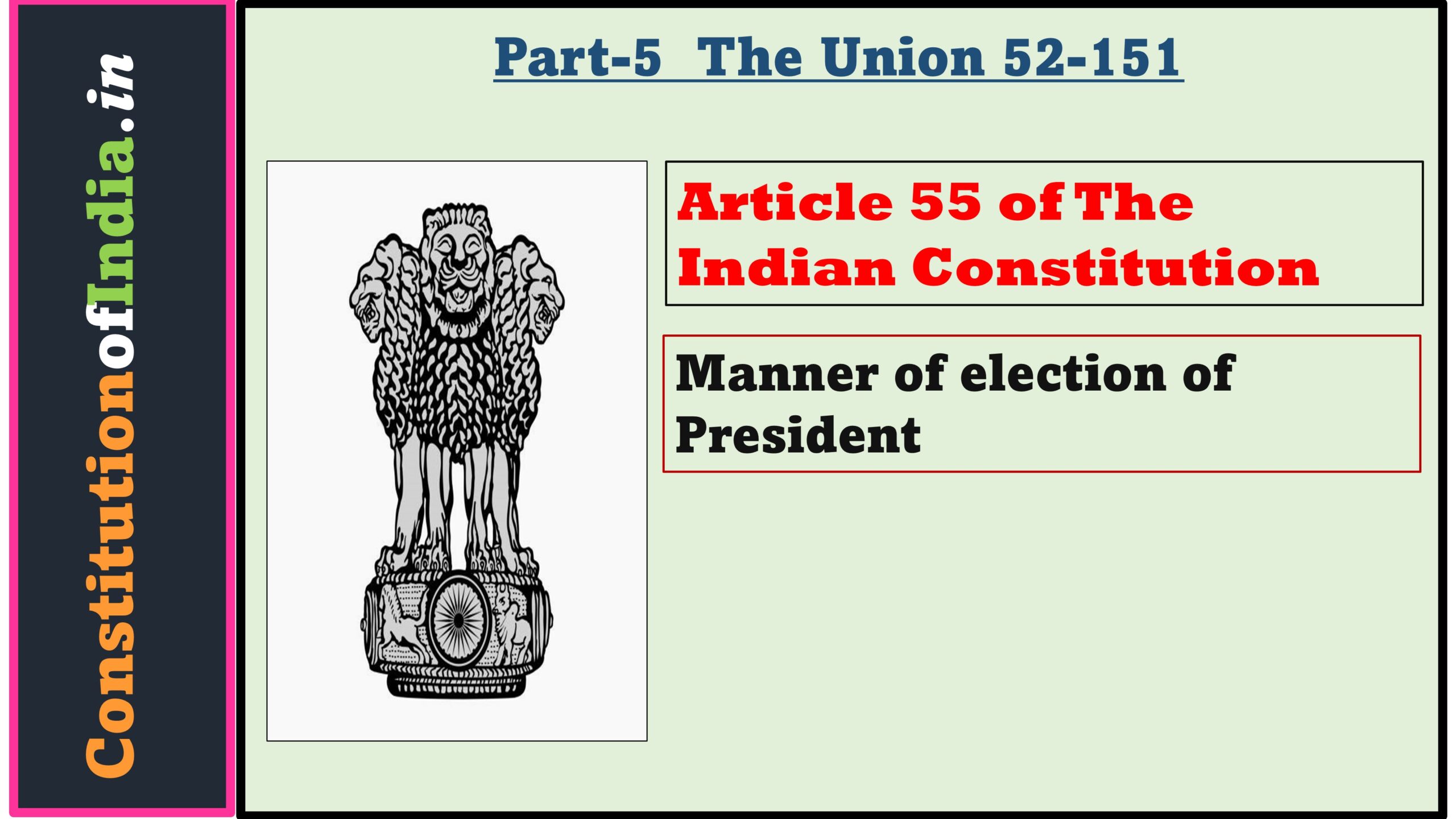 Article 55 of Indian Constitution: Manner of election of President.