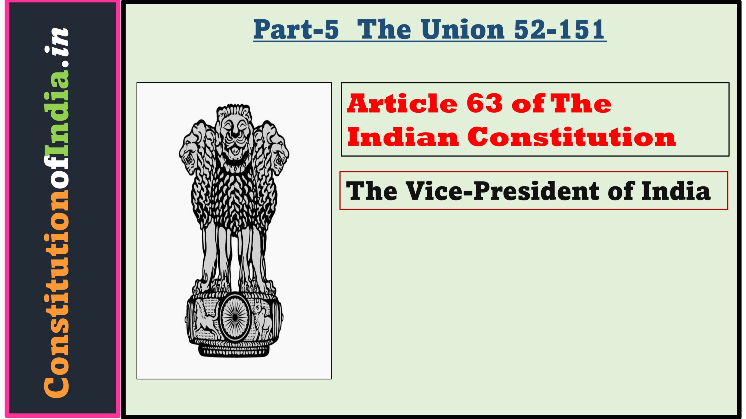 Article 63 of Indian Constitution The Vice-President of India.