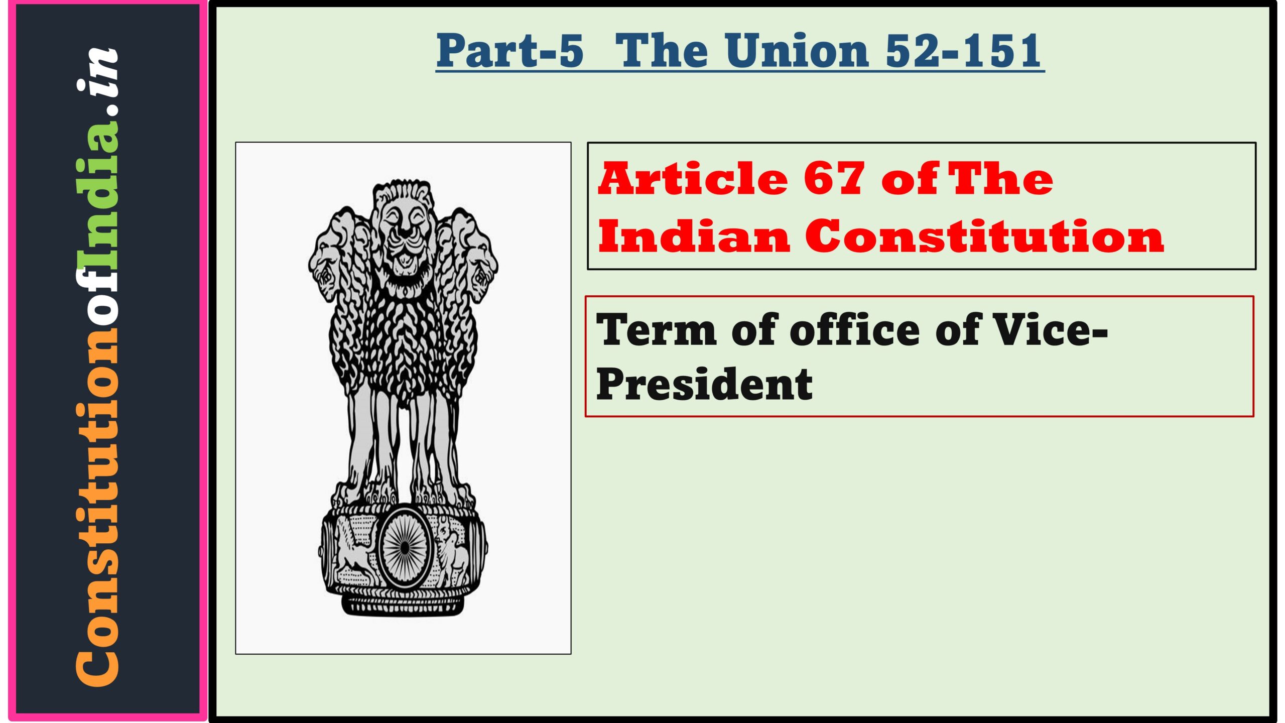 Article 67 of Indian Constitution: Term of office of Vice-President.