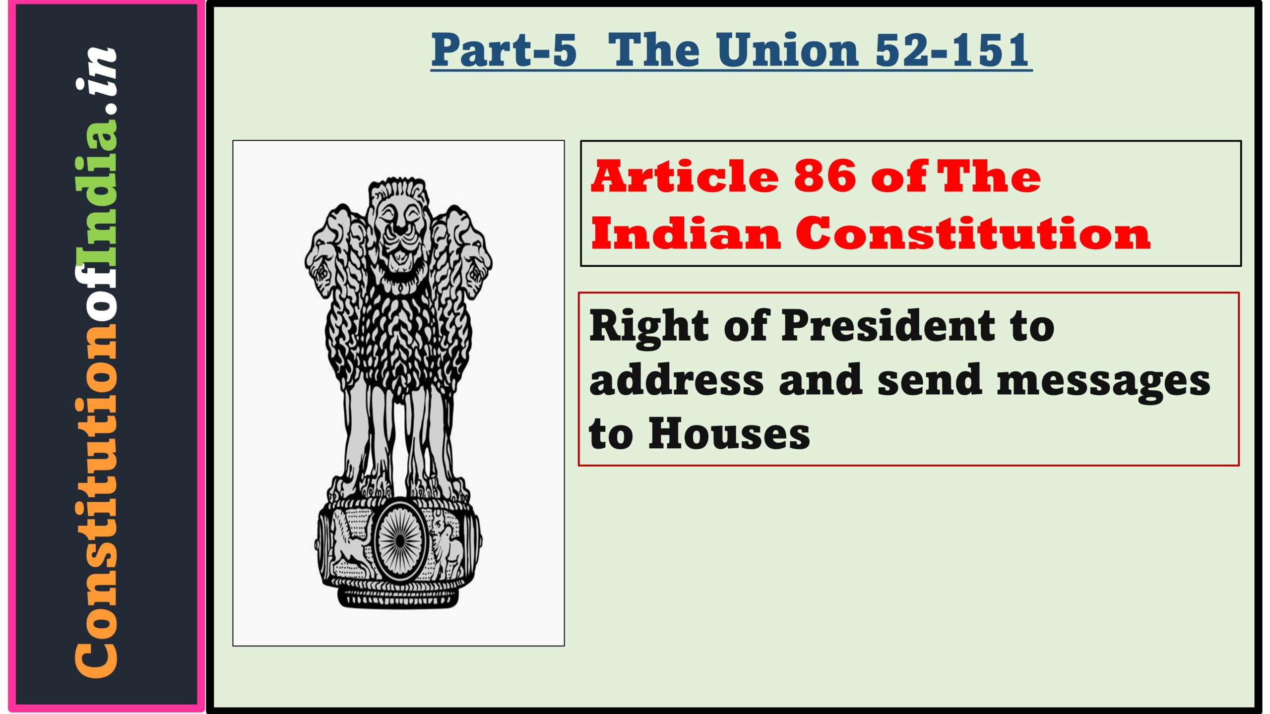 Article 86 of The Indian Constitution