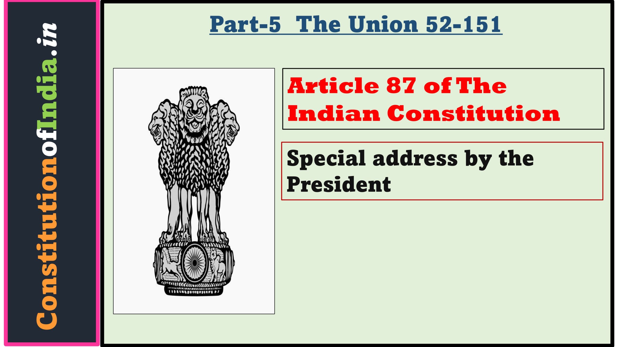 Article 87 of The Indian Constitution