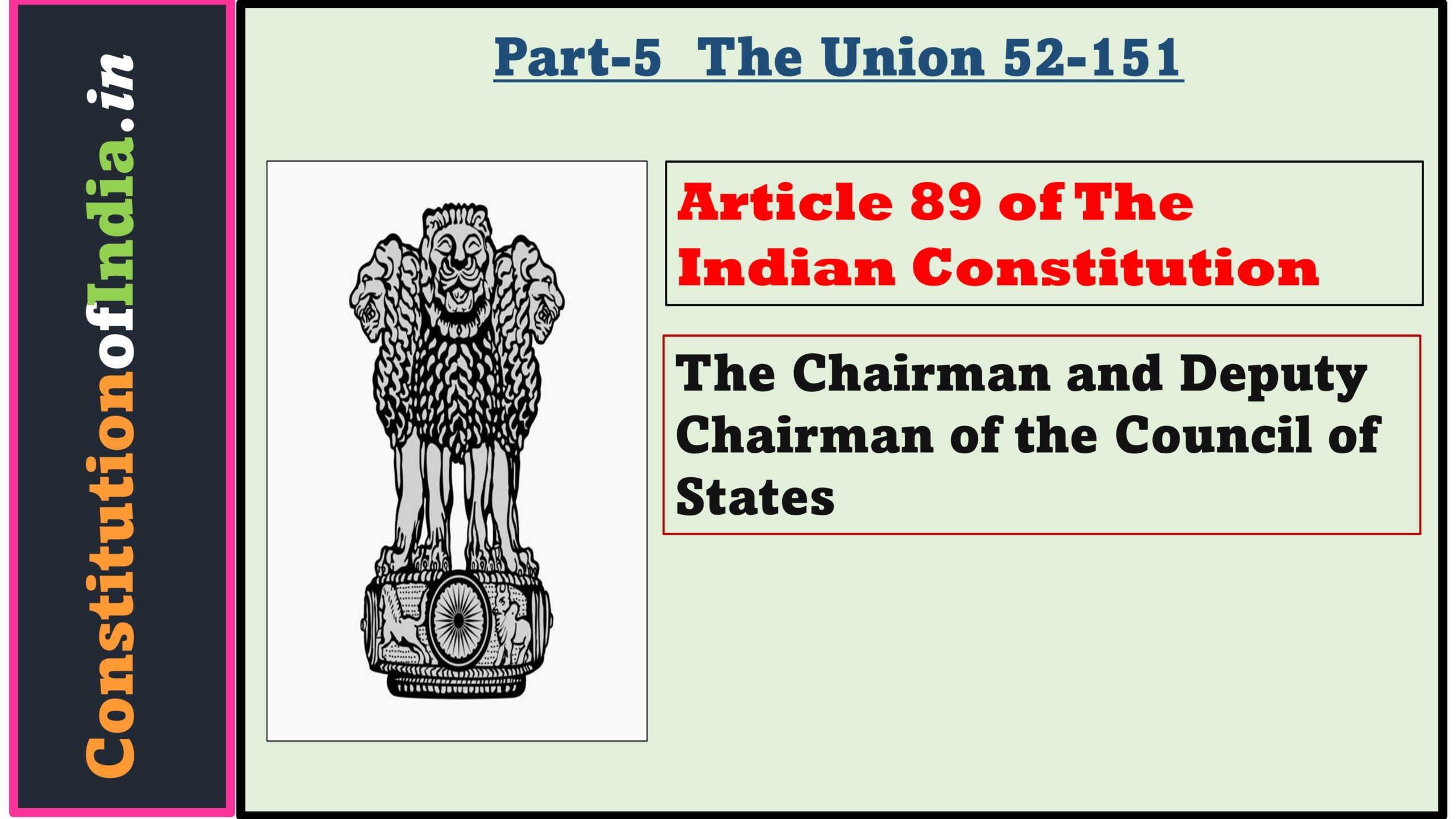 Article 89 of The Indian Constitution