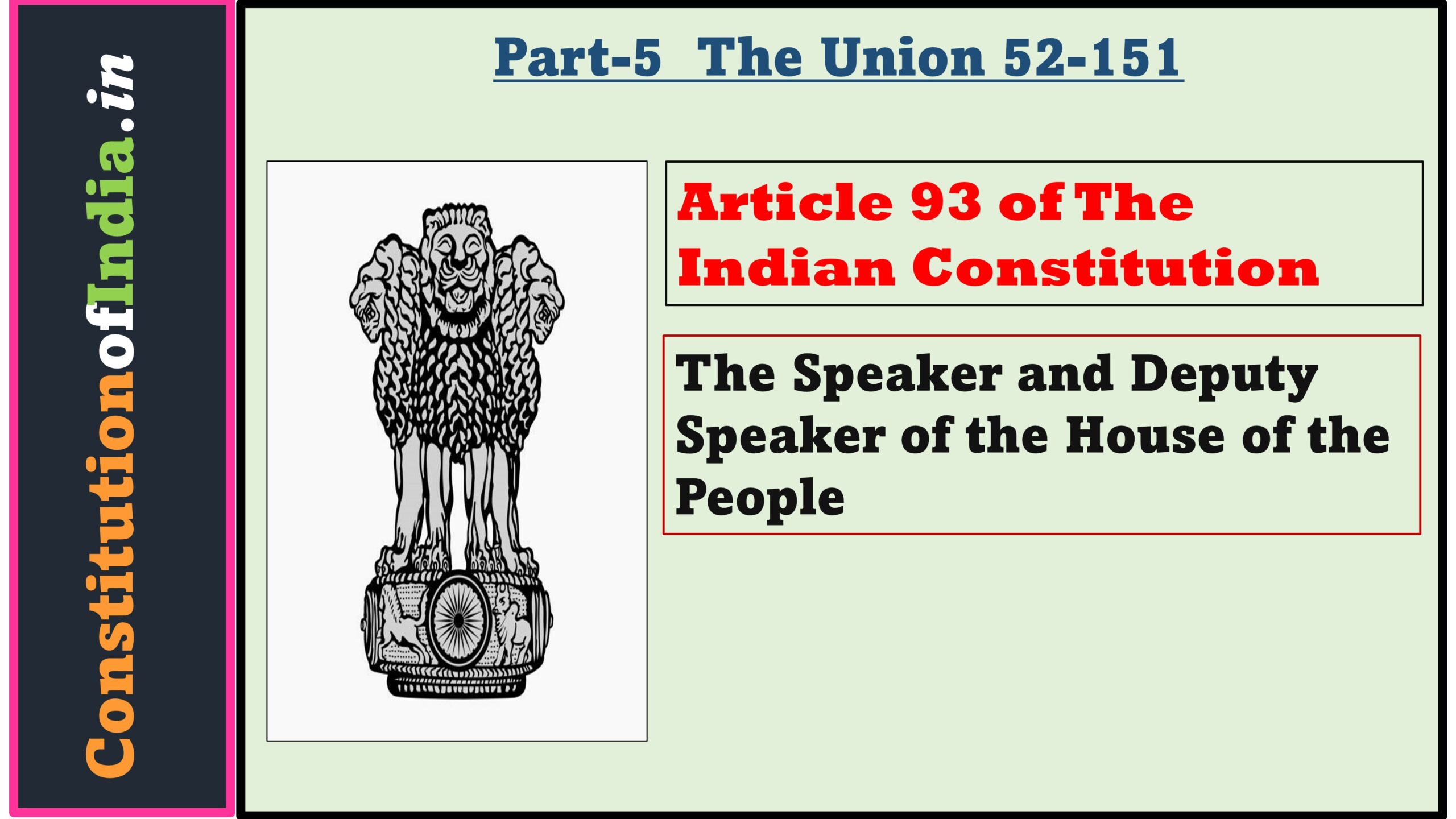 Article 93 of The Indian Constitution