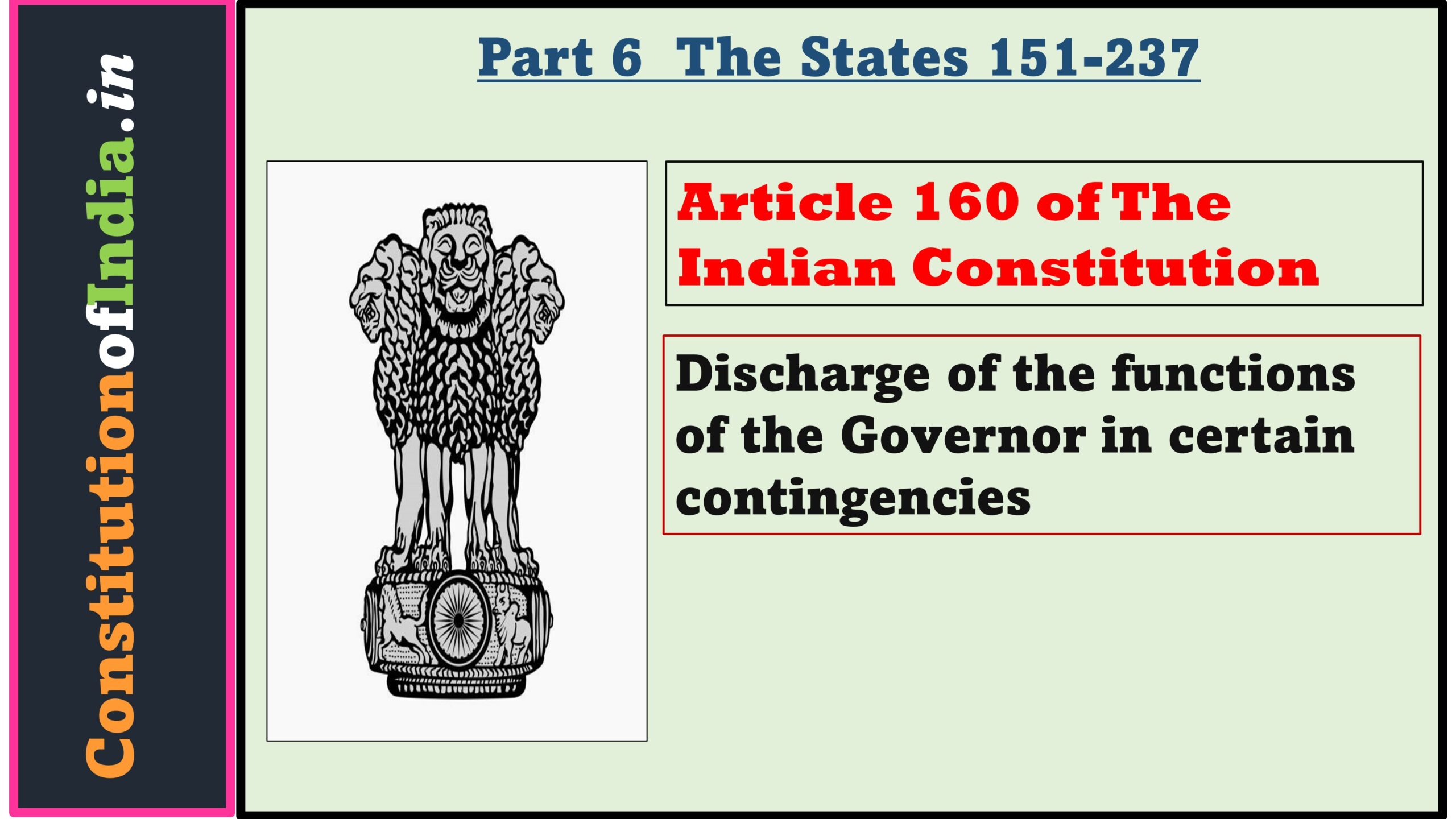 Article 160 of The Indian Constitution