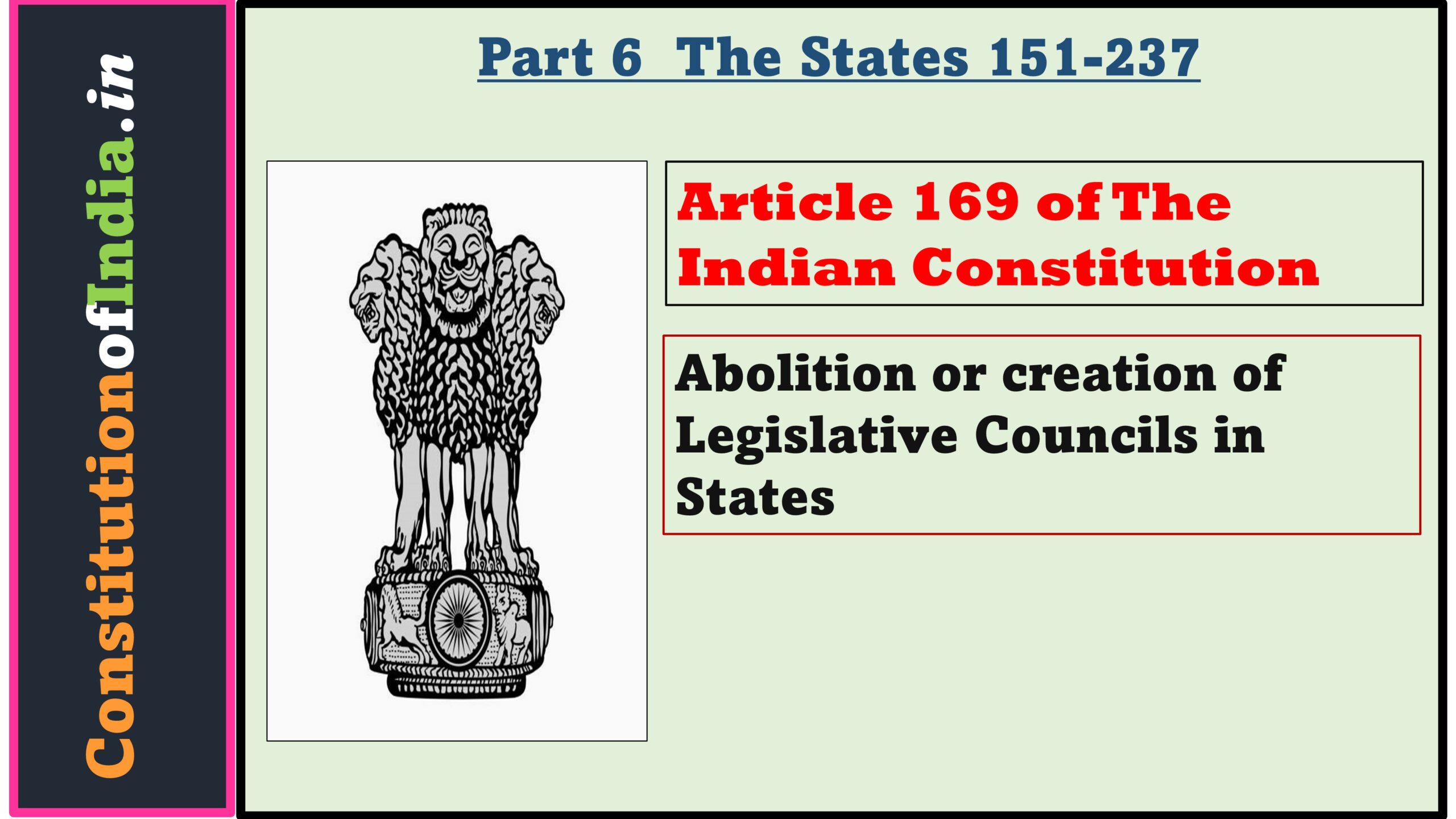 Article 169 of The Indian Constitution