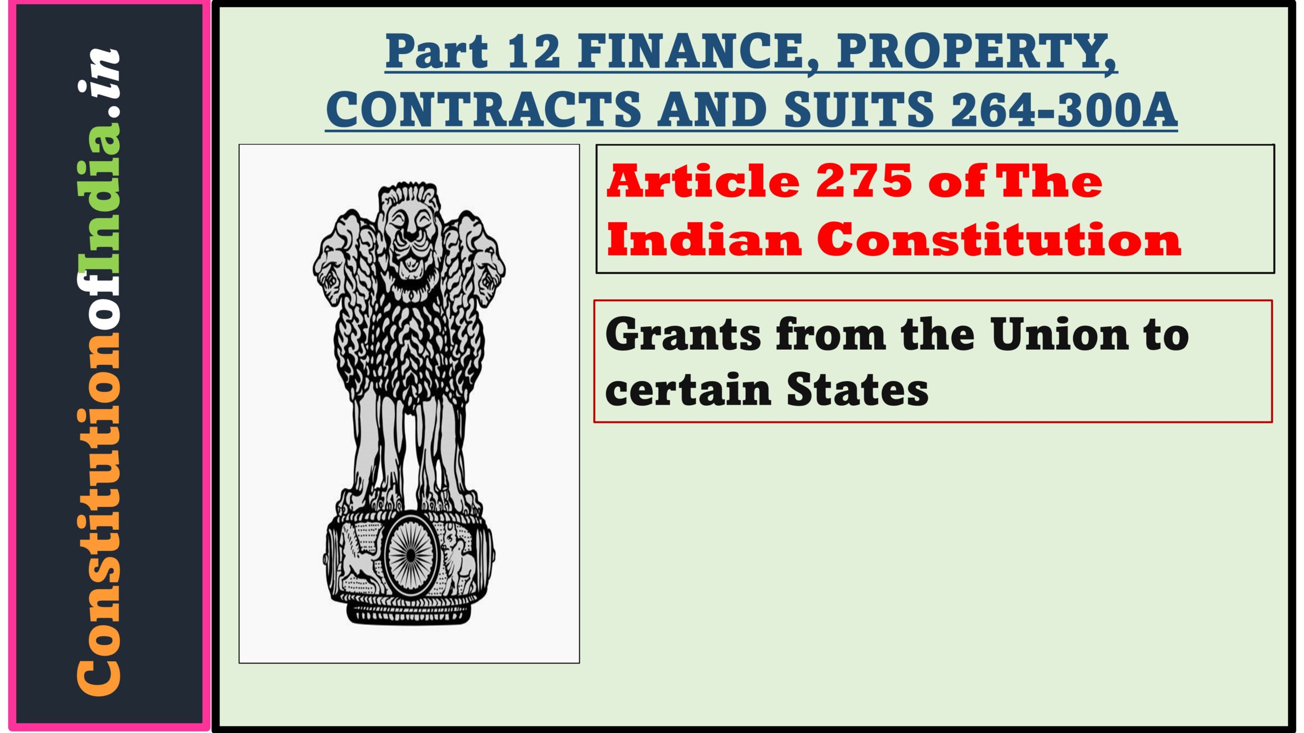 Article 275 of The Indian Constitution