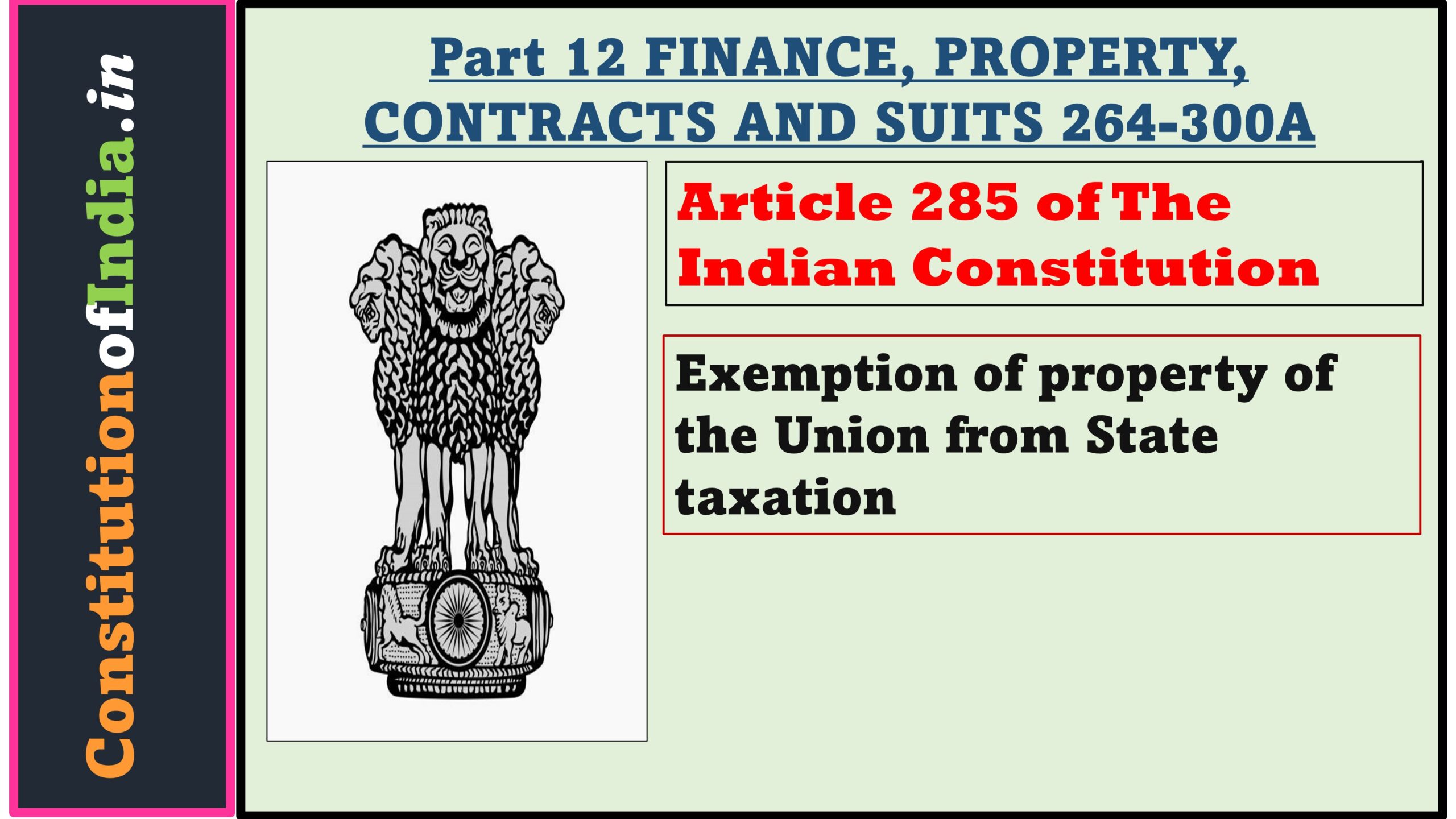 Article 285 of The Indian Constitution