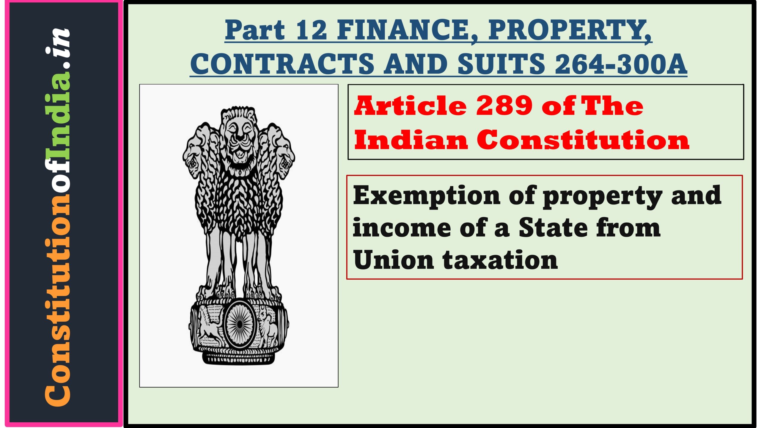 Article 289 of The Indian Constitution