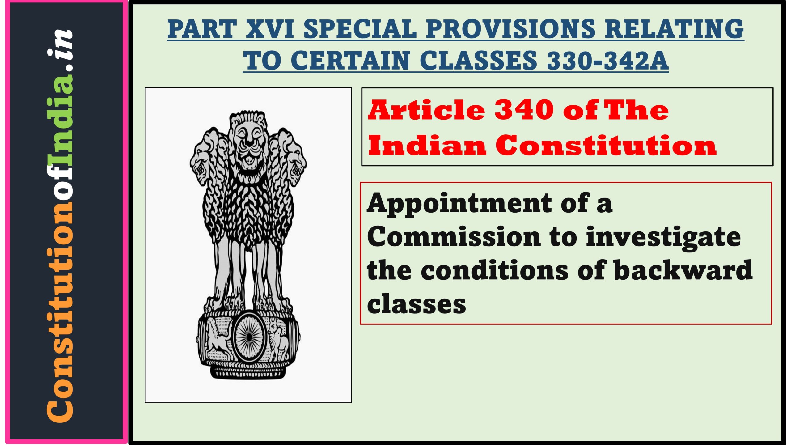 Article 340 of The Indian Constitution