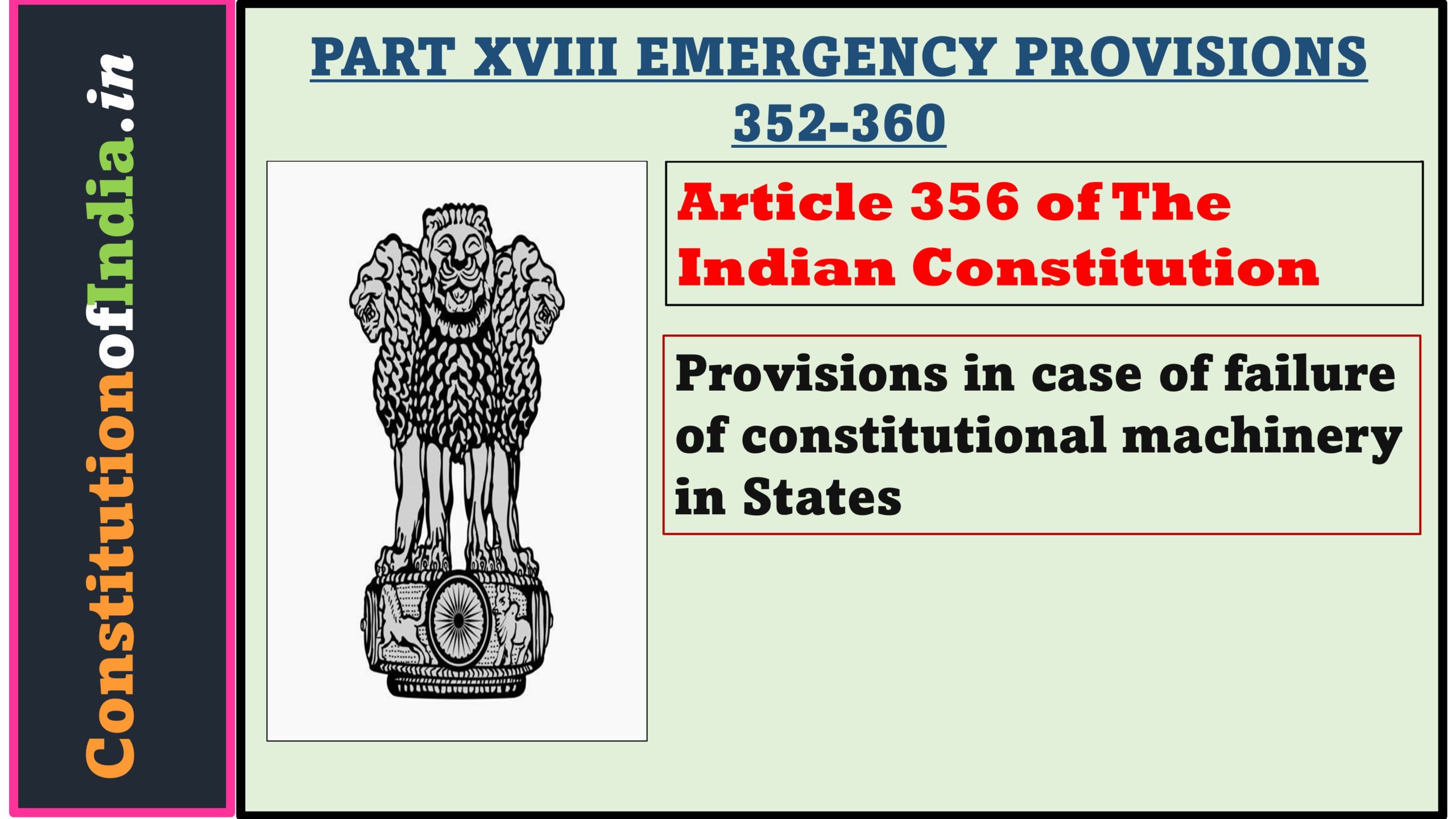 Article 356 Of Indian Constitution ConstitutionofIndia in