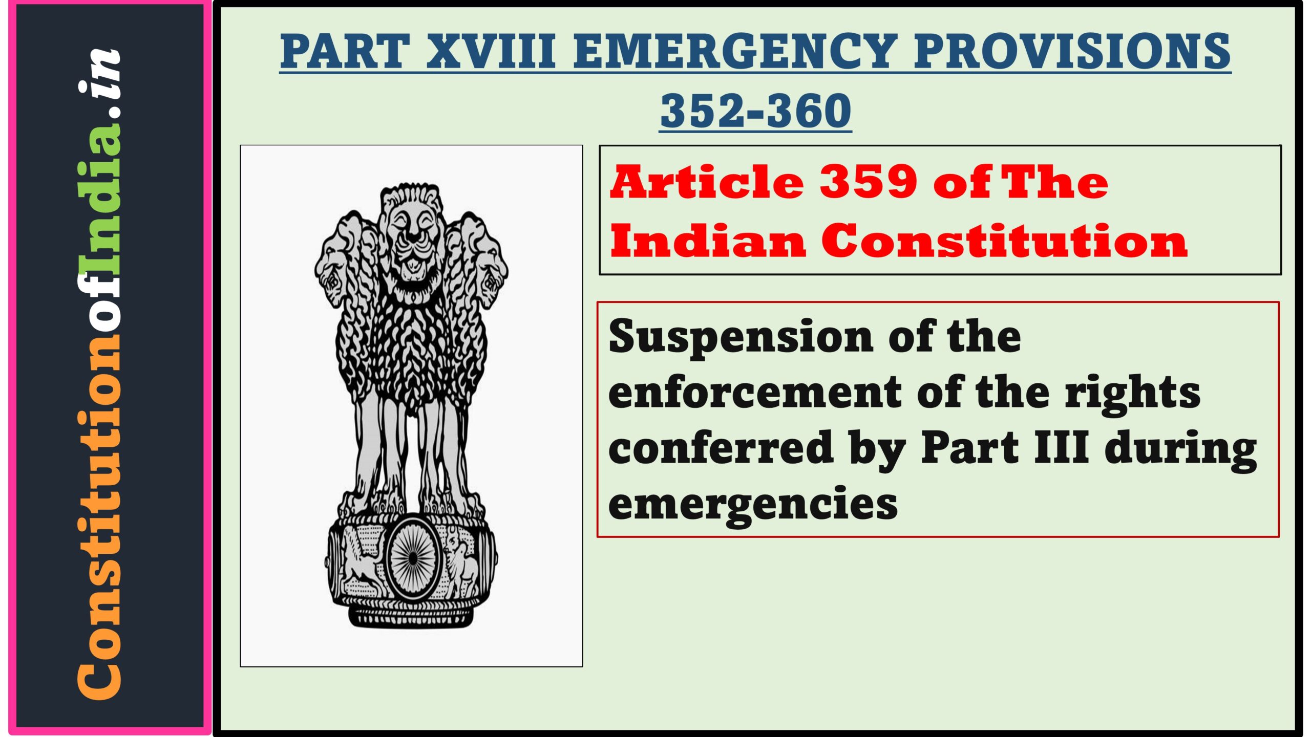 Article 359 of The Indian Constitution