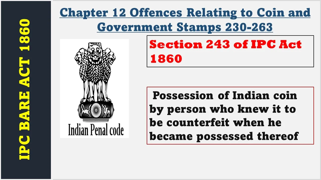 Section 243 of IPC  1860
