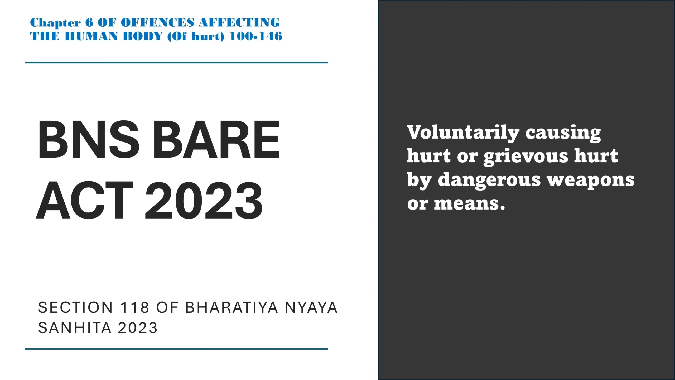 Section 118 of Bharatiya Nyaya Sanhita (BNS) 2023