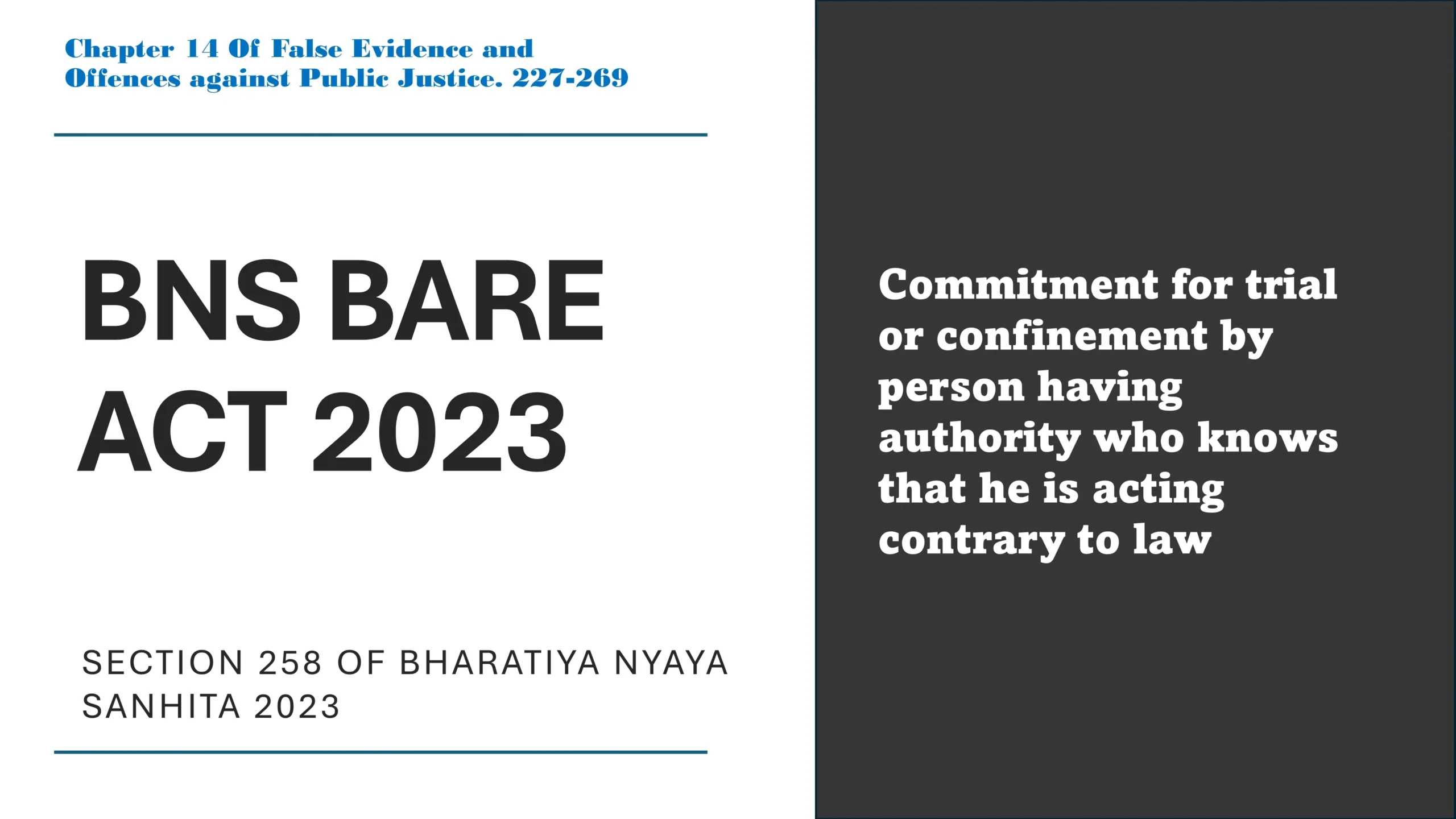 Section 258 of Bharatiya Nyaya Sanhita (BNS) 2023