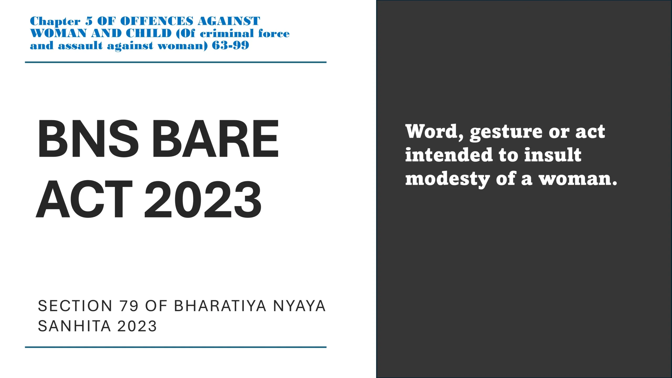 Section 79 of Bharatiya Nyaya Sanhita (BNS) 2023
